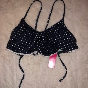 Navy Polka-Dot Bikini Top